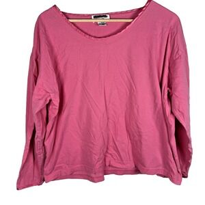 Honors Intimates Long Sleeve Pajama Sleep Shirt Soft 100% Cotton Pink Women's XL